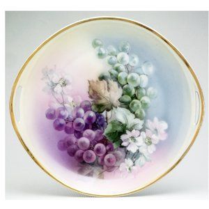 ANTIQUE STRIEGAU PORCELAIN PLATER HANDLED GRAPES